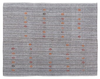 6'6 x 8'3 feet/198x252 cm, Minimalist Kilim Rug,Oushak Kilim Rug,Vintage Kilim Rug,Striped Design Turkish Kilim Rug,Area Rug,Old Rug