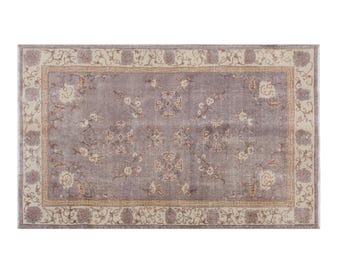 Refined Vintage Turkish Oushak Rug 117x202 cm (3.8 x 6.6 ft) | Interior Designer Rug | 60+ Years Old