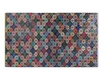 Vintage Oushak Rug 145x245 cm (4'9" x 7'10"), Turkish Handmade Wool, 60+ Years Old Antique Bohemian Rug