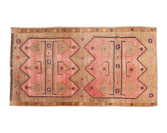 Vintage Rug, Area Rug, Turkish Rug,  3.11 x 7.5 feet, Oushak Rug, Antique Rug, Oriental Rug, Handmade Rug,Decorative Rug, Muted Rug,Old Rug