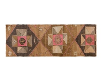 Antique Oushak Runner Rug 2'5" x 7'3" | 73 x 220 cm, Vintage Turkish Wool Rug, Handwoven Hallway Runner, 1960s Muted Colors