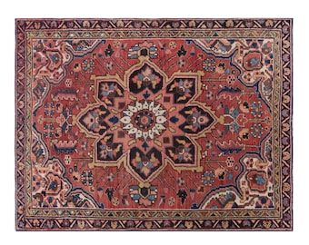 Antique Oushak Area Rug 106x135 cm, Vintage Turkish Rug 60+ Years Old, Handmade Wool Rug, Small Oriental Bohemian Rug, Home Decor