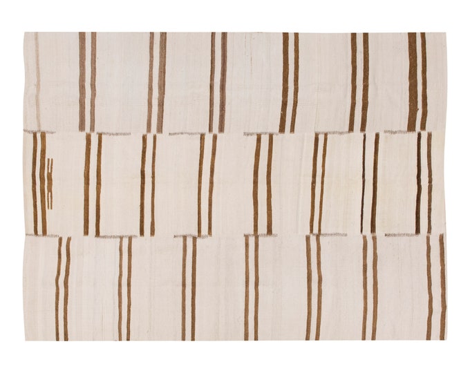 Featured listing image: Stripe Kilim Rug, 193x240cm , Striped Design Turkish Kilim Rug, Minimalist Kilim Rug, Striped Turkish Rug, Striped Kilim Rug 6'4 x 7'10 ft
