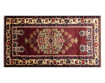 Turkish Vintage Rug 4'3" x 8'0" (130x245 cm), 60+ Years Old Handmade Oushak Rug, Antique Rug, Area Rug, Bohemian Rug