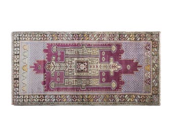 Vintage Kırşehir Turkish Rug, 3.5x7.3 ft, 106x221 cm, Handwoven Wool Rug