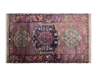 Vintage Konya Karapınar Rug, 4.1x6.2 ft, 125x190 cm, Handwoven Turkish Wool Rug