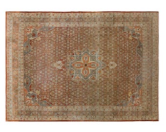 Vintage Turkish Rug, 257x358 cm (8.4x11.7 ft), Oushak Area Rug, Antique Handmade Rug, Large One of a Kind Old Rug, 60+ Yr Old
