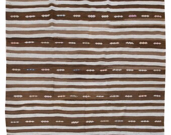 Kilim Rug", Kilim, Striped Kilim Rug,Minimal Kilim Rug, Oushak Rug, Area Rug, Floor Rug, Minimalist Rug, 4'10 x 5'4 feet 147 x 163 cm