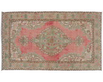 Oushak Rug", Area Rug, Turkish Rug, Vintage Rug, 3.9 x 6.9 feet, Antique Rug, Oriental Rug, Handmade Rug, Decorative Rug, Muted Rug, Old Rug