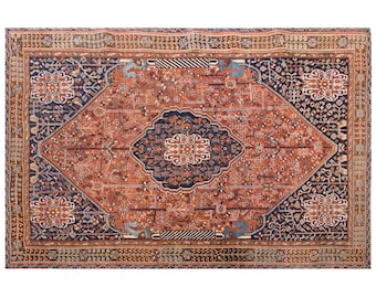 Vintage Oushak Rug 165x263 cm (4.5x6.9 ft), 60+ Years Old Antique Turkish Area Rug, Oriental Handmade Wool Carpet, Muted Decorative Old Rug