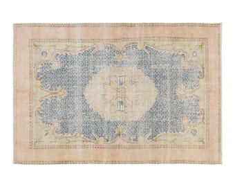 Vintage Wool on Wool Rug 5'6" x 9'0" | 168 x 275 cm, Handwoven Turkish Rug, Bohemian Style, Nomadic Design, 1960s Anatolian Rug