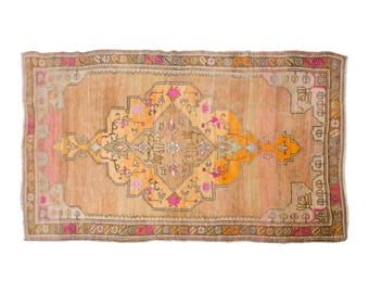 Vintage Rug, Area Rug, Turkish Rug, 4.5 x 8 feet, Oushak Rug, Antique Rug, Oriental Rug, Handmade Rug, Decorative Rug, Large Rug,Old Rug