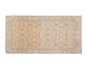 Turkish Rug", Vintage Rug, 3.4 x 7.1 feet, Oushak Rug, Antique Rug, Oriental Rug, Handmade Rug, Decorative Rug, Muted Rug, Old Rug,Area Rug