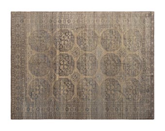 Vintage Turkish Wool Rug, Handwoven Anatolian Carpet, 255 x 300 cm 8.4 x 10 ft, 60 Years Old Oversized Geometric Rug, Handmade Vintage Rug