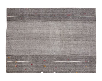 Minimalist Kilim Rug,Goat Hair Turkish Rug,Solid Kilim Rug 9'10 x 12'4 feet,Minimal Kilim Rug,300x375cm,Goat Hair Turkish Kilim Rug