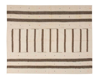 Striped Design Turkish Kilim Rug,Stripe Kilim Rug 238x280cm,Minimalist Modern Kilim Rug,Striped Turkish Rug,Striped Kilim Rug 7'10 x 9'2 ft