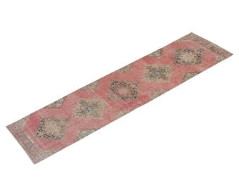 2'8 X 12'2 feet distressed rug runner,Oushak runner rug,oushak runner vintage,hallway long narrow runner,home decor Runner,Turkish Runner
