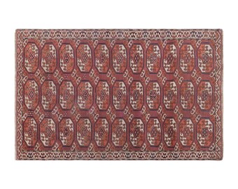Antique Turkmen Ensari Rug, 4 x 7 ft Rug, Vintage Rug, Handwoven Wool Tribal Rug