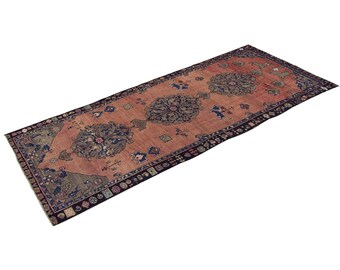 Home "Decor 4'8"x 12'1" Vintage Runner Rug,Hallway Rug,Oushak Rug,Pale Muted Colors, Distressed-Low Pile Carpet,Anatolian Rug, 142 x 368 cm
