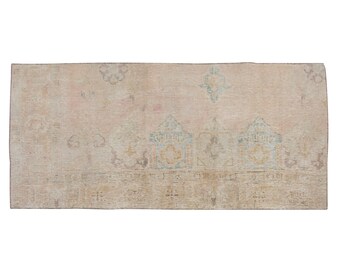 3'3 x 7'5 feet / 100 x 225 cm,Small Rug, Vintage Rug, Turkish Rug,Oushak rug,Small oushak Rug,Area Rug,Shabby Rug, Small Area Rug