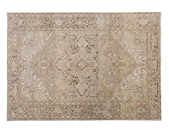 Large Turkish Rug, 240x340 cm (7.9x11.2 ft), Vintage Oushak Rug, Antique Handmade Rug, 60+, One of a Kind Old Rug