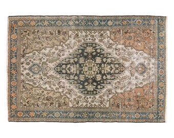 Area Rug, Turkish Rug, Vintage Rug, 3.4 x 4.8 feet, Oushak Rug, Antique Rug, Oriental Rug, Handmade Rug, Decorative Rug, Muted Rug, Old Rug