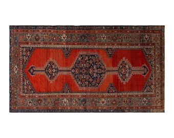 Vintage Turkish Wool Rug, Handwoven Anatolian Carpet, 157 x 315 cm 5.2 x 10.4 ft, 60 Years Old Oversized Traditional Rug, Red Boho Rug