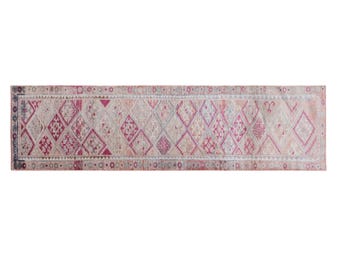 Vintage Anatolian Runner Rug 2'8" x 13' (83x395 cm), 60+ Yr Old One of a Kind Turkish Oushak Rug, Handmade Antique Wool Rug, Hallway Rug