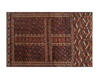 Vintage Turkmen Rug, 3x5 ft Rug, 105x160 cm, Handwoven Wool Area Rug