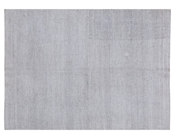 Solid Kilim Rug, 193x242cm , Solid Design Turkish Kilim Rug, Minimalist Kilim Rug, Goat Hair Turkish Rug, Solid Kilim Rug 6'4 x 7'11 feet