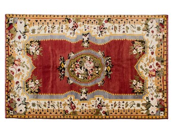 60+ Yrs Old Vintage Turkish Oushak Rug – Handwoven Wool on Wool, Artisan Vintage Living Room or Bedroom Rug, Bohemian Decor, 165x255 cm