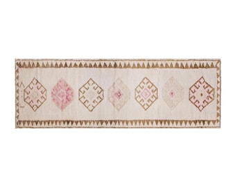 Antique Oushak Runner Rug 2'10" x 13'2" | 86 x 402 cm, Long Vintage Hallway Rug, Handwoven Wool, Muted Colors, 1960s Turkish Rug