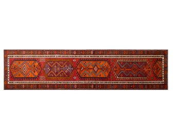One-of-a-Kind Vintage Kurdish Herki Runner 95x385 cm (3.1x12.6 ft) | 60+ Years Old