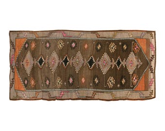 Large Rug, Area Rug, Turkish Rug, Vintage Rug, 5 x 12'6 feet, Antique Rug, Oriental Rug, Handmade Rug, Decorative Rug, Oushak Rug,Old Rug