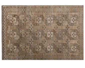 Artisan Crafted Oushak Rug – 190x290 cm / 6'3" x 9'6" – 60+ Yr Vintage Hand-Spun Wool, Turkish Boho & Caucasian Motifs