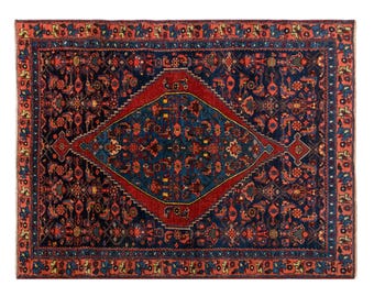 Handwoven 108x148 cm Oushak Rug – 60+ yrs Old Vintage Wool Area Rug – Bohemian Tribal & Caucasian Design