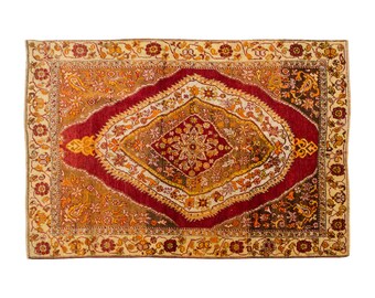 Turkish Rug, Vintage Rug, 3.7 x 5.5 feet, Oushak Rug, Antique Rug, Oriental Rug, Handmade Rug, Decorative Rug, Muted Rug, Old Rug,Area Rug