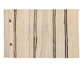 4x6 rug, 4'6x6'5 feet,Stripe Kilim Rug,138x195cm,Striped Design Turkish Kilim Rug Minimalist Modern Kilim Rug, Pale colors Striped Kilim Rug