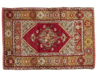 Area Rug, "Turkish Rug, Vintage Rug, 3.7 x 5.4 feet, Oushak Rug, Antique Rug, Oriental Rug, Handmade Rug, Decorative Rug, Muted Rug, Old Rug
