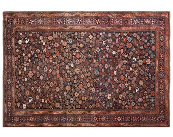 Bohemian Decorative Rug, Vintage Turkish Oushak Rug 165x220 cm (5.4x7.2 ft) – 60+ Years Old Handmade Wool Carpet, Antique Oriental Area Rug