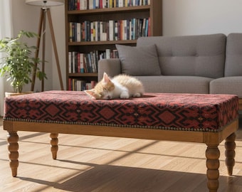 Ottomans,Decorative Bench,Ottoman Bench, Living Room Furniture,Dining Room Furniture,Footstool,Stool,Bench,Furniture,Kilim Covered Bench.