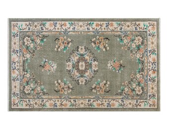 Vintage Turkish Oushak Area Rug 126x230 cm (4.1 x 7.5 ft) | Timeless Handmade Rug | 60+ Years Old