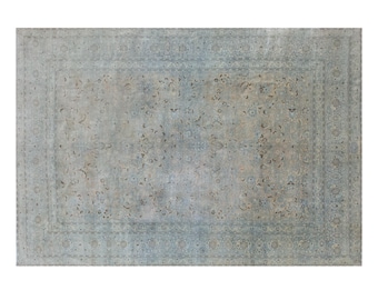 Vintage Oushak Rug 300x390 cm (9'10" x 12'10"), Turkish Handmade Wool, 60+ Years Old Antique Bohemian Rug