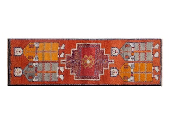 Vintage Turkish Oushak Runner 3x9 ft | 95 x 270 cm Handmade Wool Rug, Long Hallway Runner, 60+ Years Old, Muted Colors