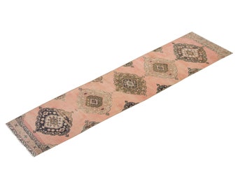 2'4 X 13'1 ft Vintage Rug Runner,Floor Oushak Rug,Hallway Turkish Rug Runner,Oushak Rugs,long runner, narrow long runner,Oushak Long Runner