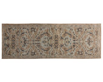Long Vintage Turkish Oushak Rug Runner 96x334cm (3'2"x11') – 60+ Years Old Handmade Narrow Hallway Runner, Antique Floor Carpet, Long Carpet