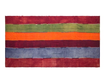Vintage Turkish Cihanbeyli Curtain Kilim, 6.7x15 ft, 205x458 cm, Handmade Wool Kilim