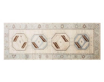 140x370 cm (4.6x12.1 ft) Vintage Oushak Runner Rug | Turkish Wool | 60+ Year Old