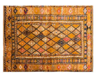 60+ Yrs Old Handmade Vintage Turkish Rug – 155x210 cm / 5.1x6.9 ft, Hand-Spun Wool, Naturally Dyed, Soft Muted Tones, Bohemian Home Decor