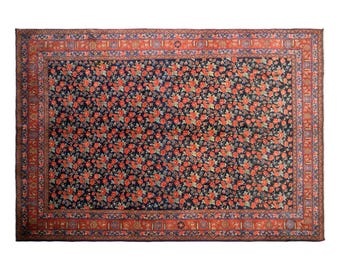Vintage Turkish Area Rug, 8.5x11.6 ft, 260x355 cm, Handmade Floral Wool Rug
